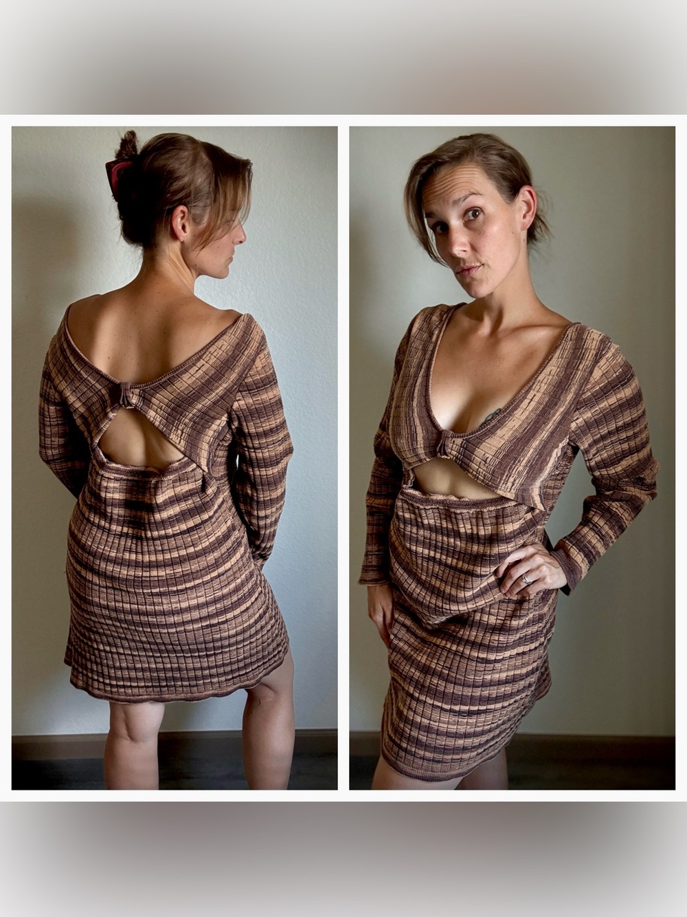 Volcom Reversible Fantasy Time Dress Ribbed Sweater Dress XL Stretchy
